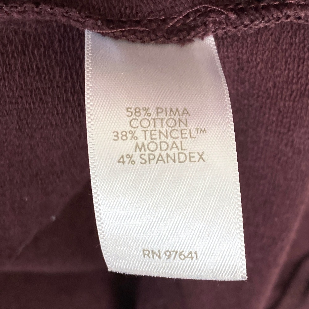 Pure Jill‎ Affinity French Terry V Neck 3/4 Sleeve Top Petite L Burgundy - Picture 4 of 8